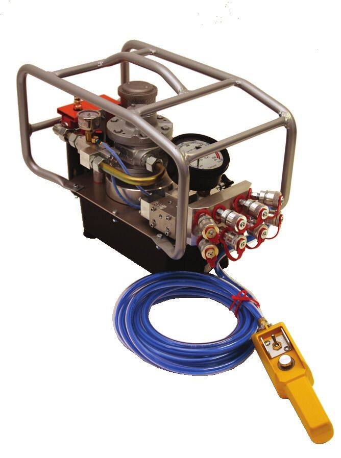 Bomba neumática HY-AIR-2™ con estructura tubular de protección y mando a distancia